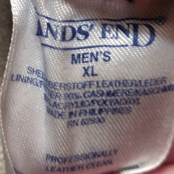 Lands End Black Leather Gloves Cashmere Sweater Lining MEN'S XL - Picture 2 of 5